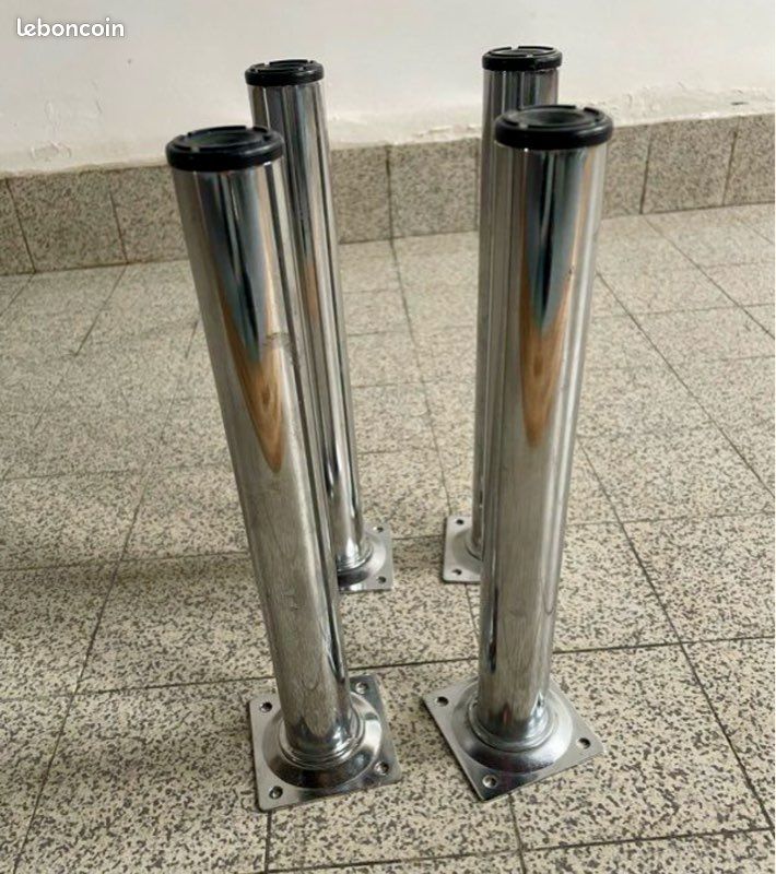 Lot de 4 pieds de table en métal chromé – Hauteur 25 cm (image 1)