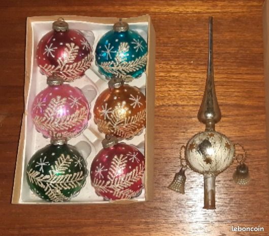 Lot de 5 boules de Noël anciennes - Collection