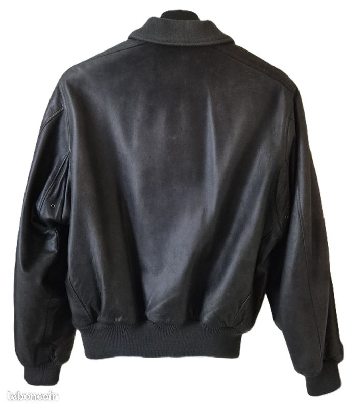 Veste En Cuir Chevignon Vintage - Noir - Taille XL - Style Aviateur - Occasion Très Bon état