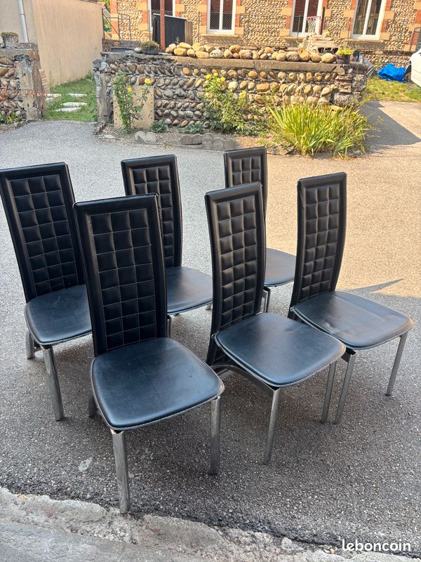 6 chaises - noire et chrome (image 1)