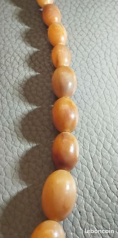 Collier Ancien Perles Fantaisie En Bakélite Marron, Vintage, Sans Marque