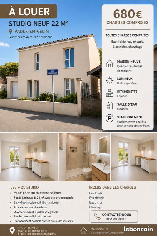 Appartement 1 pièce 22 m² · à Vaulx-en-Velin · 22 m² · 680 €