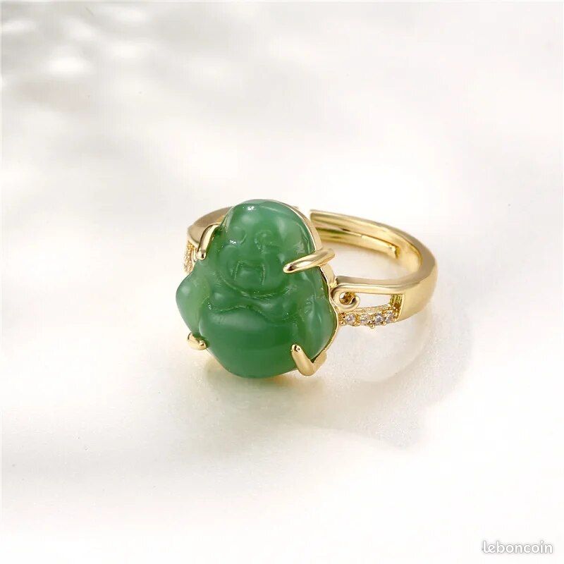 Bague Bouddha rieur en jade (image 1)