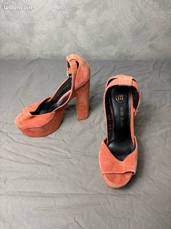 Sandales à Talons Aiguilles RIVER ISLAND - Or - Pointure UK 6 - Occasion En Excellent État