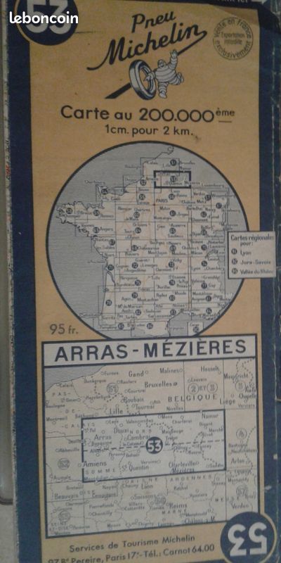 Carte routiere MICHELIN TRES ancienne n 53 1951 (image 1)