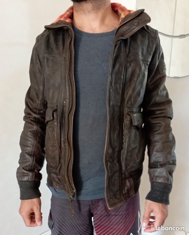 Veste manteau blouson tout cuir abercrombie (image 1)