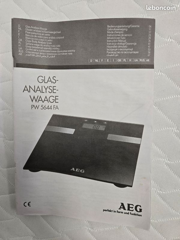 Balance AEG impédancemètre PW5644FA analyse corporelle fonctionne parfaitement (image 2)