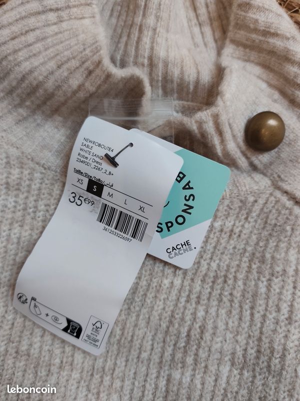 Robe Pull C De C En Laine, Taille XS, Gris Et Bleu, Neuve Avec étiquette