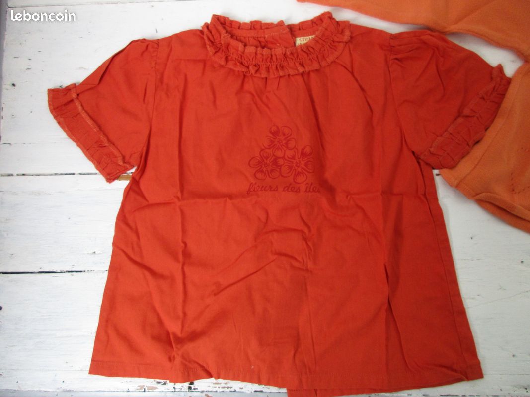 Chemisier+gilet orange 24 mois (image 2)
