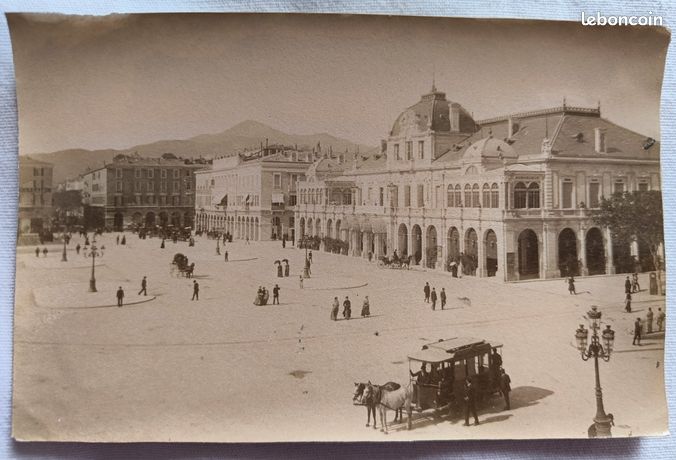 Tirage Albuminé Vintage NICE 1885 - Quai Masséna & Casino Municipal - Photo Ancienne 21x27 Cm
