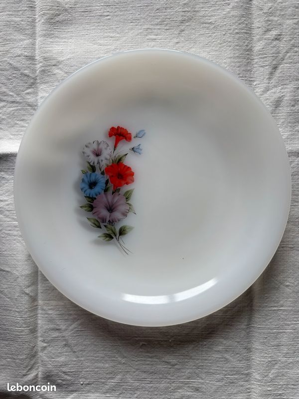Lot De 5 Assiettes à Dessert En Arcopal - Porcelaine à Motif Fleuri - Occasion En Bon état