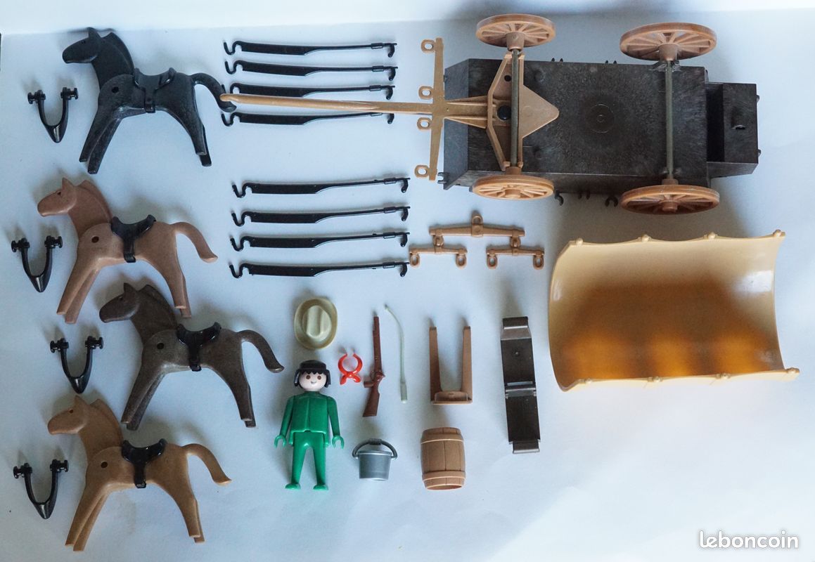 PLAYMOBIL 3243 CHARIOT bâché western far west cowboy CLICKY / 1976 -COMPLET- EUR 55,40 - FR