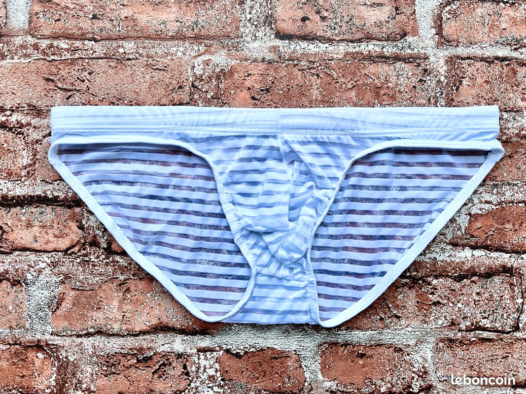 Slip, taille M, blanc rayures (image 1)