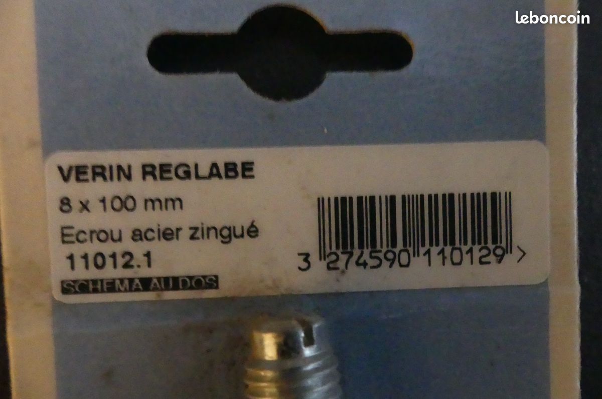 Lot de 2 vérins réglables pour meuble 8x100mm (image 2)