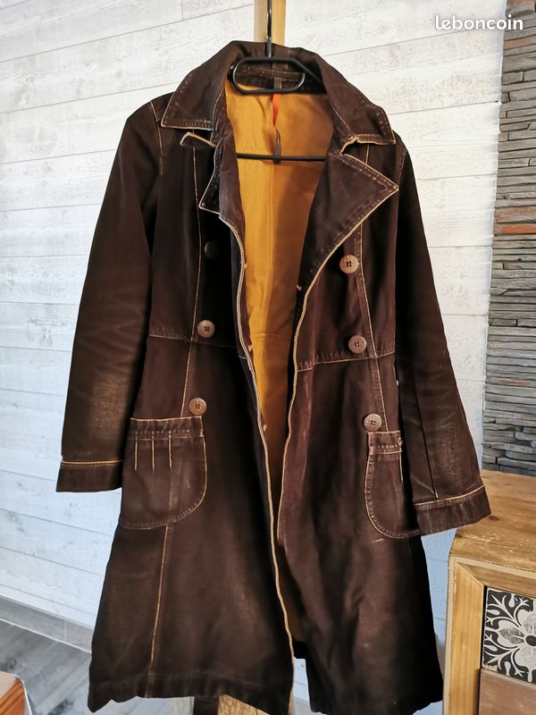 Veste Parka Vintage Cop Copine Sylla Taille 38 - Lin épais, Multi-poches, Occasion TBE