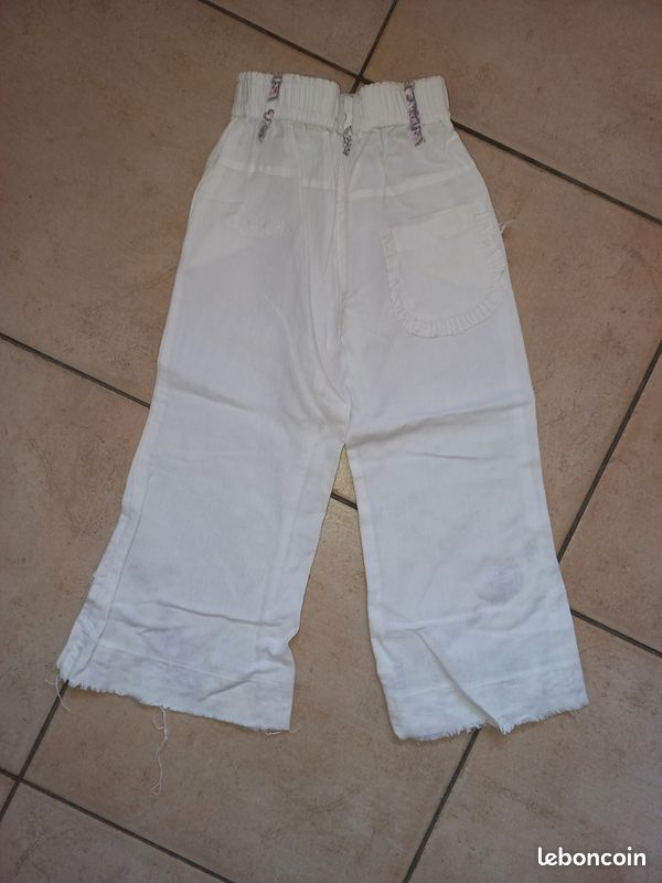 Pantalon blanc en lin et coton 36 mois ans (katia fille été
