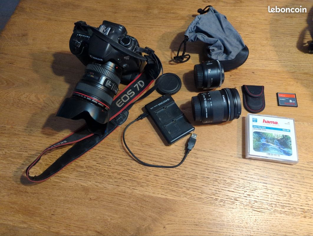 Canon 7D + 3 objectifs + Speedlite 430EX + kit complet prêt à shooter kit photo Canon complet idéal débutant avancé / voyage / photo pro amateur, prêt à l’emploi (image 1)