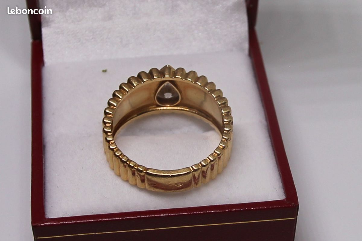 Bague diamant solitaire poire sur or jaune 18 carats fiançailles déclaration (image 3)