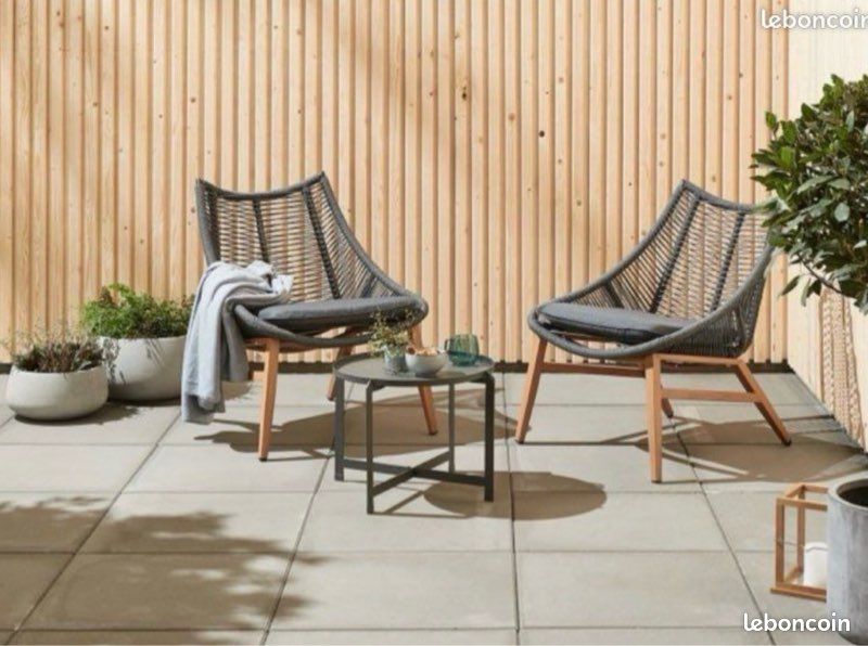 Salon de jardin de luxe composé de quatre fauteuils très design et une table : style moderne ( 100% neuf) (image 1)