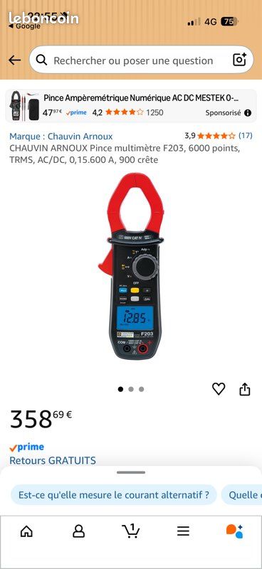 Pince Multimètre AC/DC TRMS F205 - 600A - CHAUVIN ARNOUX Pince Multimètre AC/DC TRMS F205 - 600A - CHAUVIN ARNOUX