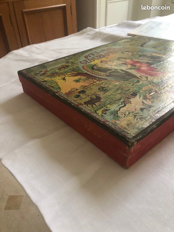 Atlas Géographique Léon Saussine – 3 Puzzles Anciens 1889 – France, Europe, Mappemonde – Boîte D'origine