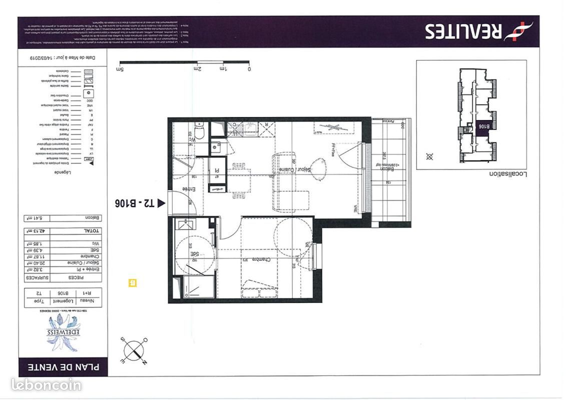Appartement 2 pièces 42 m² · à Rennes · 42 m² · 591 €/mois