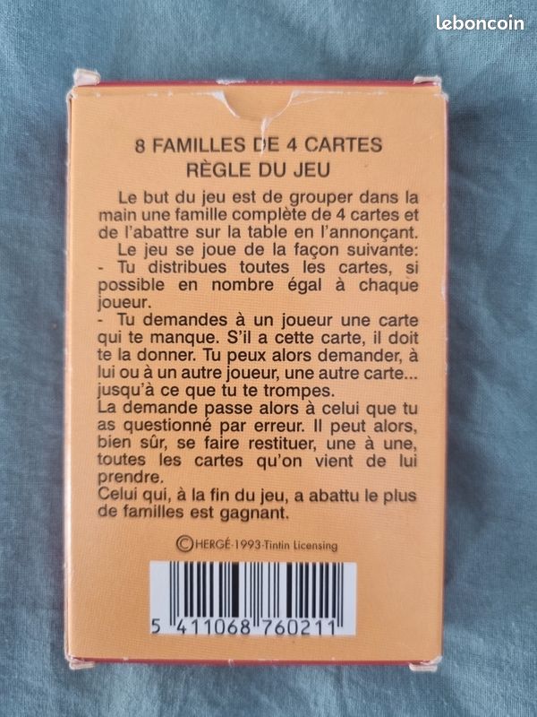 Jeu de cartes tintin 1993 Hergé (image 2)