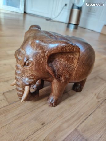ÉLÉPHANT TECK 20 CM | Lekely Gasy Artisanat