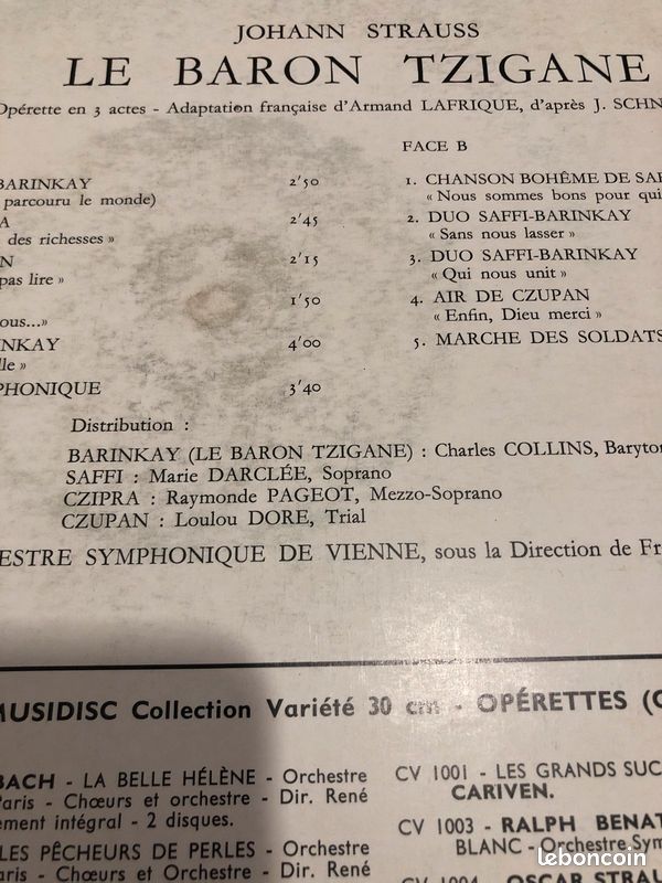 Le baron Tzigane Johann Strauss vinyle (image 3)
