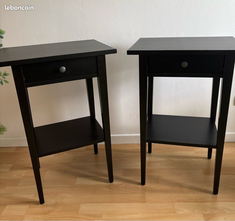 Table De Chevet IKEA Noire - 2 Roulettes - 65x35x45 Cm - Bon État