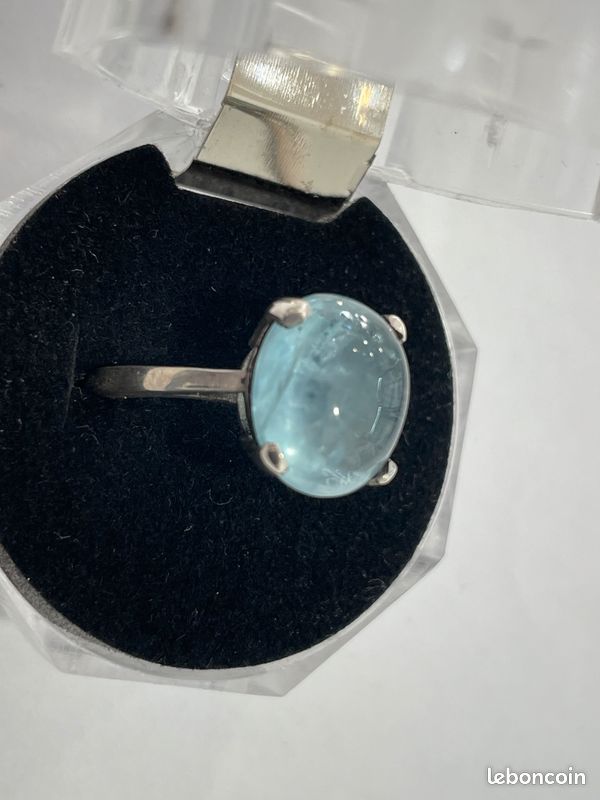 Bague En Argent Massif 925 Avec Véritable Aigue-marine – Neuf Sans Emballage – Bijou Fin Et élégant