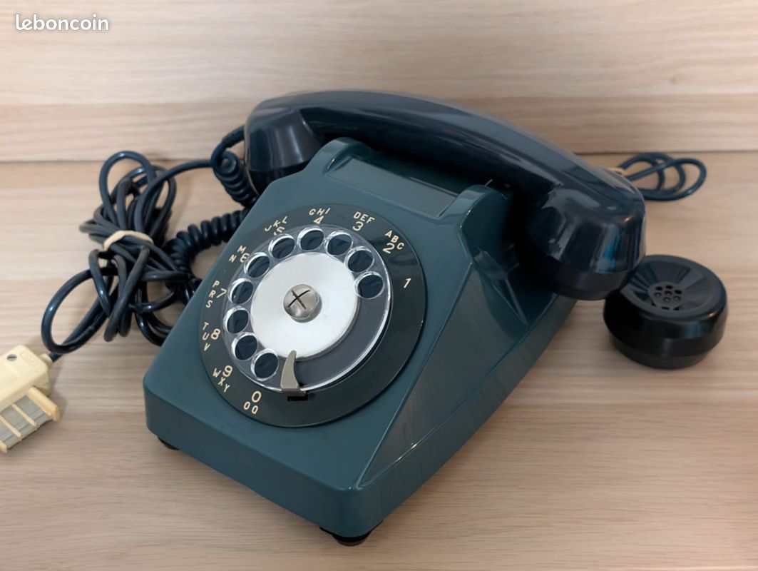 Téléphone Vintage Socotel Années 80 - Bleu, Cadran Rotatif - Fonctionne