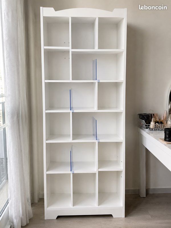 Bibliothèque étagère blanche avec 6 niveaux de rangement (image 1)