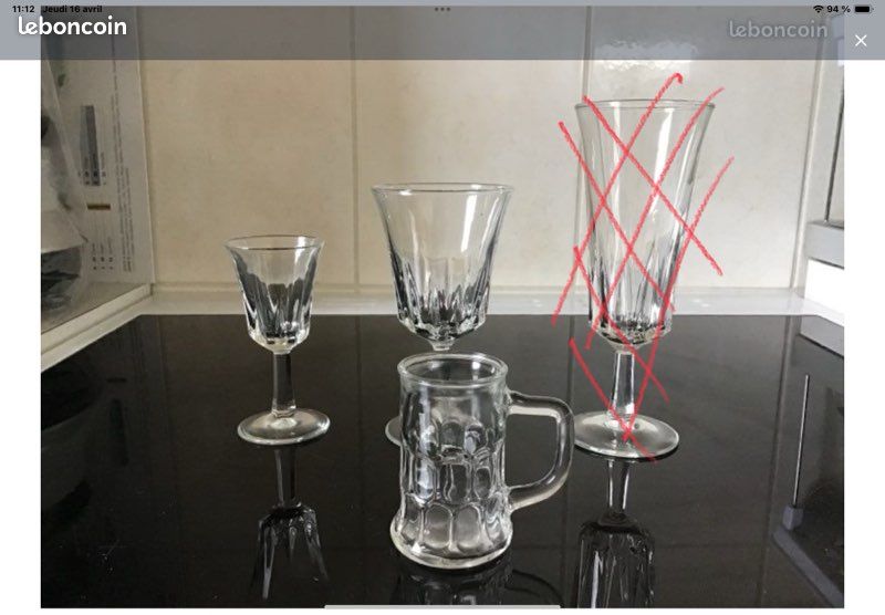 Verres en cristal d’Arques et chopes en verre (image 1)