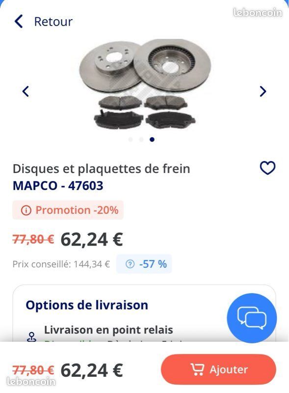 4 plaquettes de freins MAPCO (image 1)