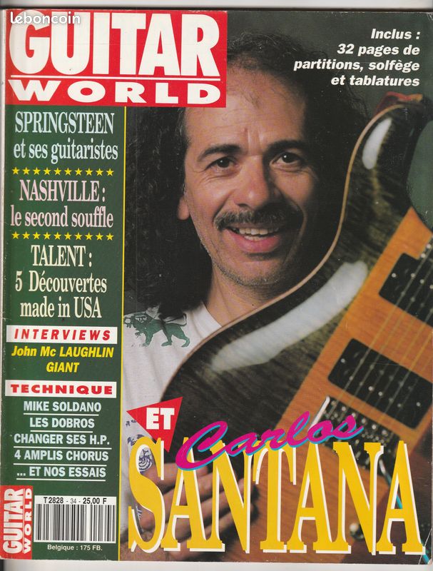 Revue Guitar World -N°34 Mai 1992 - Santana - Springsteen Ses Guitaristes- John Mclaughin - Giant - Garland Jeffreys- Robin Trower - Guitare Sternberger- Eric Gales - Kurt Cobain - Jerry Cantrell (image 1)