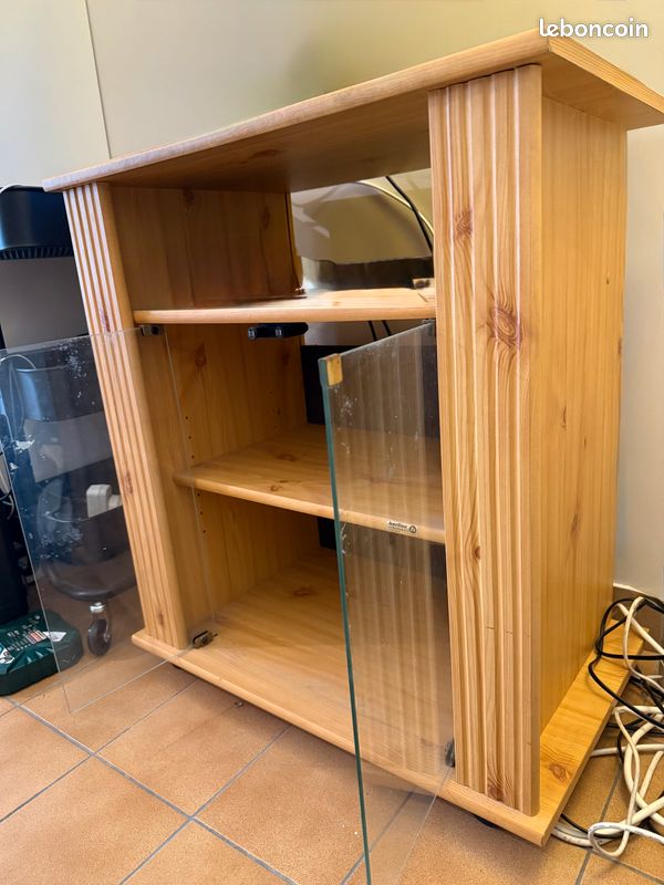 Meuble TV à roulettes en pin P 41,5 L 67,5 H76 cm (image 3)