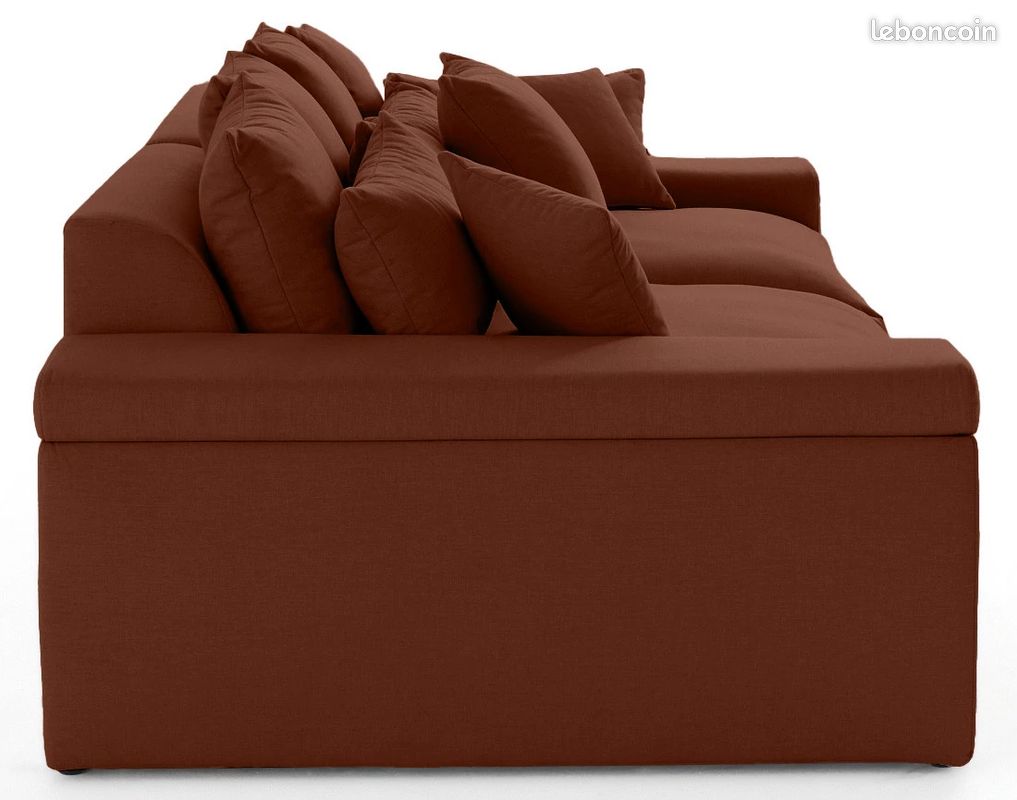 SERGIO - Canapé 4 places - assise profonde - en tissu - terracotta (image 7)