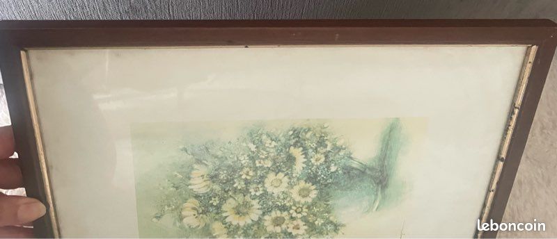 Reproduction encadrée bouquet de fleurs style vintage - 26,5 x 32,5 cm (image 6)