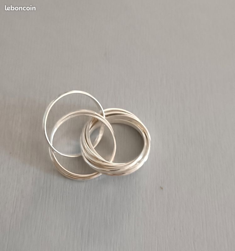 Bague 9 anneaux en argent massif 925 - Montres & Bijoux