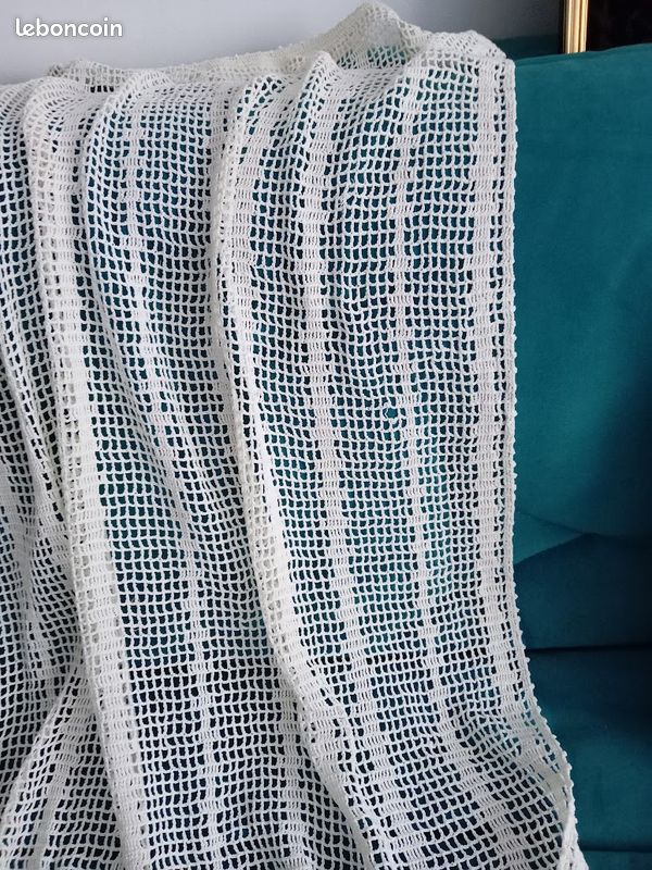 Rideau maille crochet fait main coton écru (image 7)