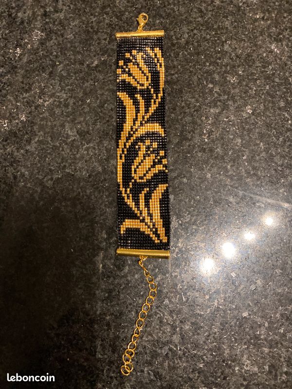 Bracelet manchette neuf perles miyuki imprimé fleu (image 1)