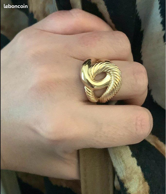 Bague Large Nid D'abeille Plaquée Or 18K - Taille 56 - Neuf Avec étiquettes