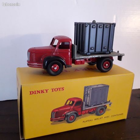 Dinky Toys 34B Berliet Plateau Container 1956 - Roue Concave, Quasi Neuf