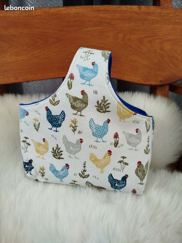 Panier de Pâques motifs poules coqs pour la chasse aux oeufs (image 3)