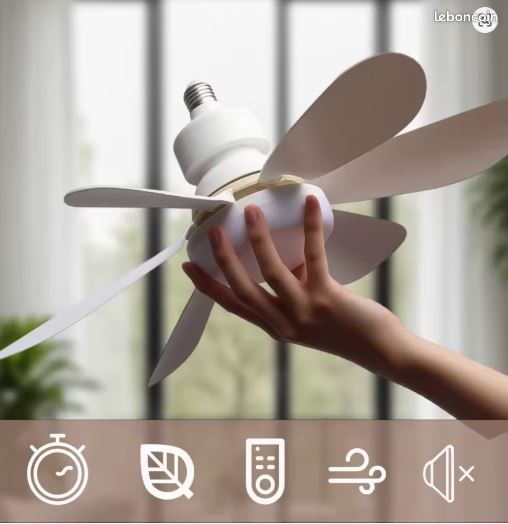 Ventilateur plafond LED 40W (culot E27) avec télécommande - Neuf (image 1)