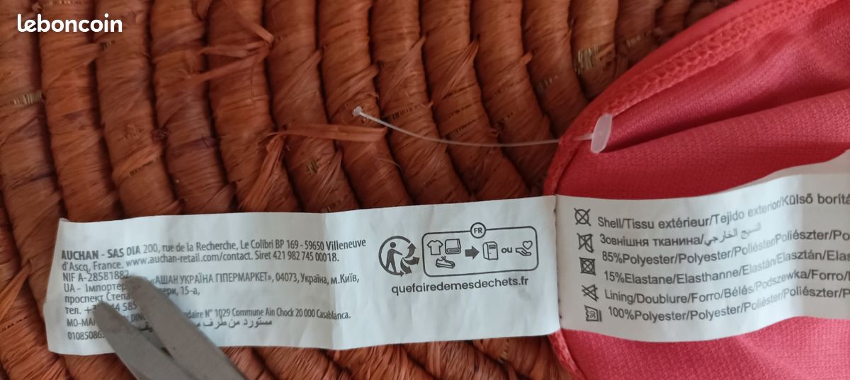 Bas de maillot de bain corail neuf femme taille 38 Auchan Vêtements