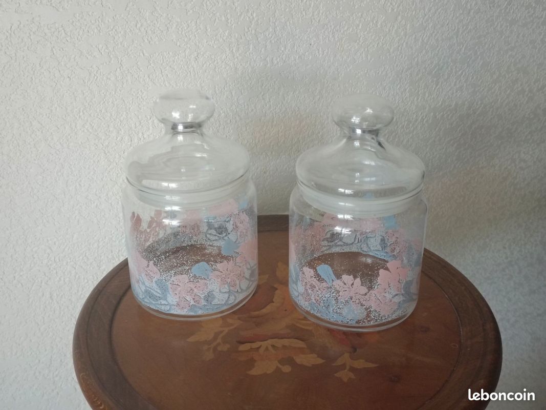 Lot pot en verre hermétique décor floral Design chic (image 1)