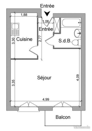 Appartement 1 pièce 33 m² · à Villefranche-sur-Saône · 33 m² · 408 €/mois