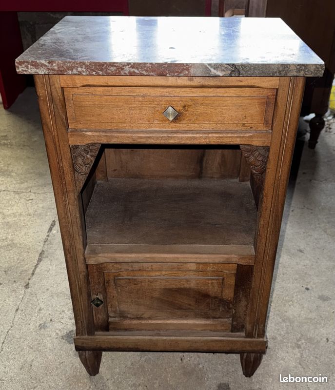 Meuble d'appoint avec tablette en marbre style Louis XVI (image 1)
